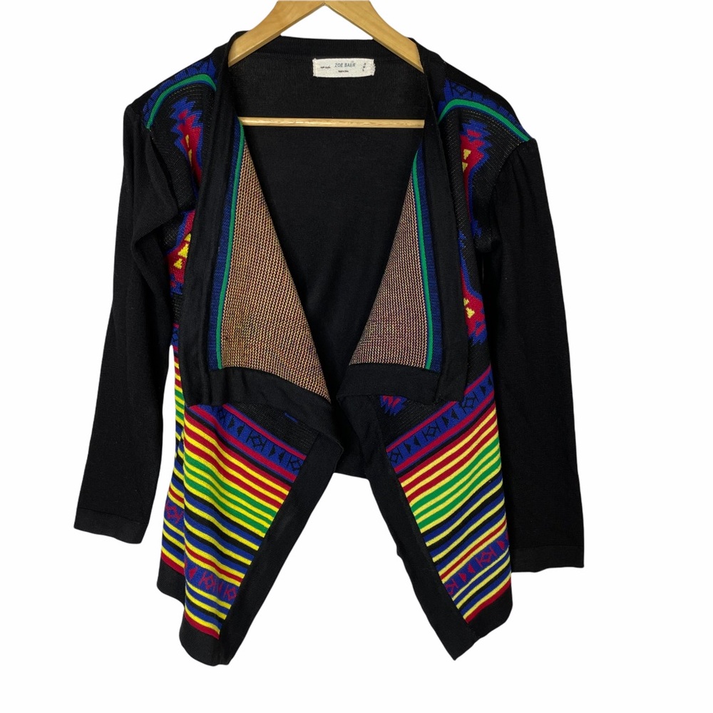 Zoe Baer Cardigan SouthWest Aztec Open Front S Waterfall